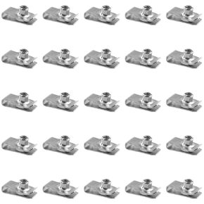 25PCS U Shaped Fastening Nut Installation Clamp 1/4-20 304 Stainless Steel Plate U Shaped Fastening Clip Nut Tension Insert Clip Installation Clamp for Car Pedal Fixing