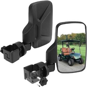 Golf Cart Mirrors,Golf Cart Mirrors Rear View is Universal Fits 0.7"-1.35" Square Rail,No Drilling,360° Rotation,Foldable,High Definition,Durable anti-shudder,Fits Club Car,EZGO,Yamaha,Zone