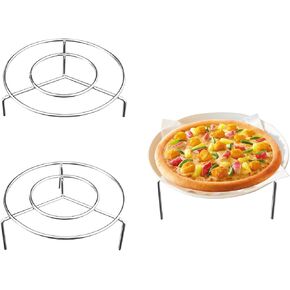 3 PCS 7 Inch Stainless Steel Wire Pizza Pan Riser Stand Round Pizza Tray Riser Rack Tabletop Serving Stand for Food Trays and Platters Display Stands for Home Restaurant and Party