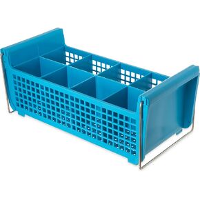 Carlisle FoodService Products C32P214 OptiClean Polypropylene Flatware Basket with Handle, 17-19/32" Length x 7-3/4" Width x 6-7/8" Height, Blue (Case of 6)
