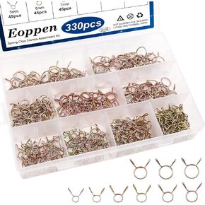 330pcs 5-13mm Fuel Line Hose Water Pipe Air Tubing Spring Clips Clamps Assortment Kit (9 Sizes)