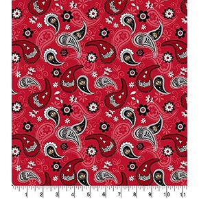 Ohio State University Cotton Fabric with Paisley Design-Newest Pattern-Ohio State Buckeyes Cotton Fabric