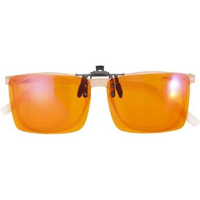 Clip-on Blue Light Glasses For Sleep And Light Sensitivity Relief - Orange Lenses Blue Blocker Help Produce Melatonin For Sleep - Reduce Computer Eyestrain and Migraine For Women and Men