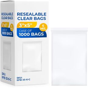 Extra Large 18" x 24" Gallon Reclosable Poly Zip Seal Lock Bag 6 Mil Thickness, 20 Clear Resealable Bags with Extra Durability, Waterproof and Airtight Heavy Duty Bags in Kuwait