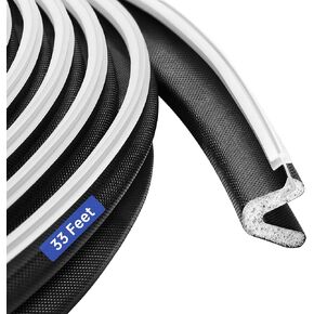 Weather Stripping Door Seal 33 Feet, V-Shaped Q" Foam, Replacement Weather Stripping for Door Frame, Door Seal Strip Easy to Install,White