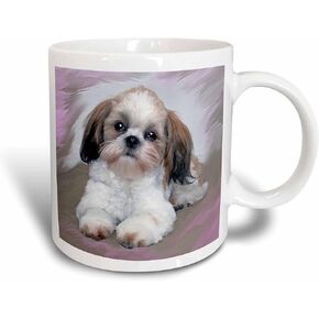 3dRose Shih Tzu Puppy-Two Tone Red Mug, 11 oz, Multicolor