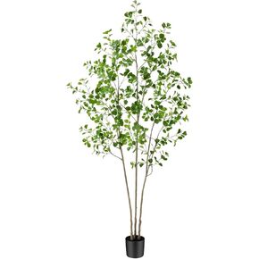6ft Tall Artificial Ficus Tree(Umbellata), Large Fake Ficus Tree with Lifelike Leaves, Faux Floor Plant for Living Room Office Decor Bedroom Balcony Corner Office Decor