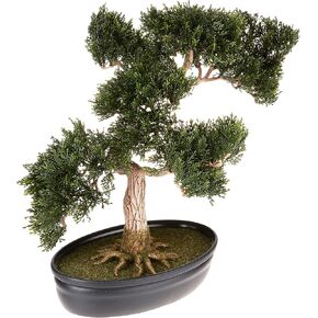 Nearly Natural 4106 16in. Cedar Bonsai Silk Plant,Green