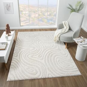 LUXE WEAVERS Geometric Swirl Cream 4x5 Area Rug - Cream