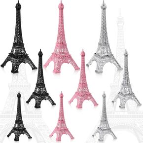 9 Pcs Eiffel Tower Statue Decor Alloy Metal Paris Eiffel Tower Decor French Eiffel Tower Decoration Gift for Cake Topper Table Stand Holder Collectible Figurines(7'')