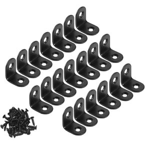 20mm Black Corner Brace Corner Bracket L Bracket Right Angle Brackets Brace Fastener Stainless Steel Pack of 20