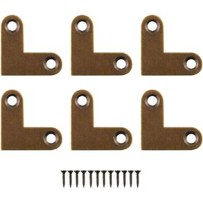 6pcs 90 Degrees L Shape Flat Corner Bracket 27x10mm Antique Brass Corner Brace for Drawer Fixing Furniture Connecting