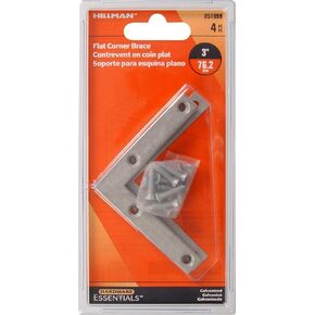 851099 Flat Corner Iron Galvanized 3" x 1/2" - 4 Pack