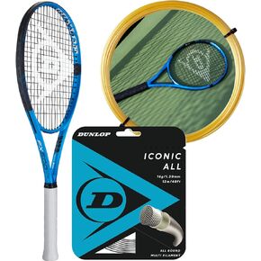 Dunlop FX 500 Lite v23 Tennis Racquet (Blue) Strung w Dunlop Iconic All 16g Natural Color Tennis String ~ All-around Balanced Performance