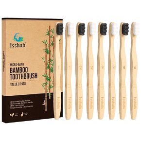 Extra Soft Bamboo Toothbrush, Micro Nano 20,000 Bristles Toothbrushes for Sensitive Gum, FSC Certified and PETA Approved, Pack of 8