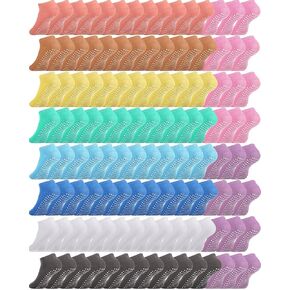 60 Pairs Grip Anti Yoga Socks Non Slip Pilates Socks Bulk Anti Skid Barre Ballet Socks for Women Elderly Hospital