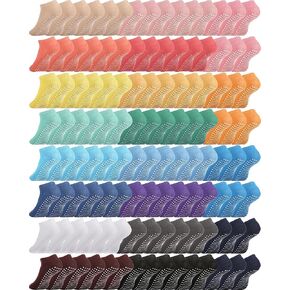 60 Pairs Grip Anti Yoga Socks Non Slip Pilates Socks Bulk Anti Skid Barre Ballet Socks for Women Elderly Hospital