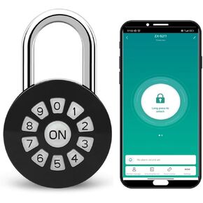 Smart Padlock for Outdoor Use, Bluetooth Small Padlock with Code, Rechargeable App Control Combination Lock Weatherproof Code Lock for Lockers
