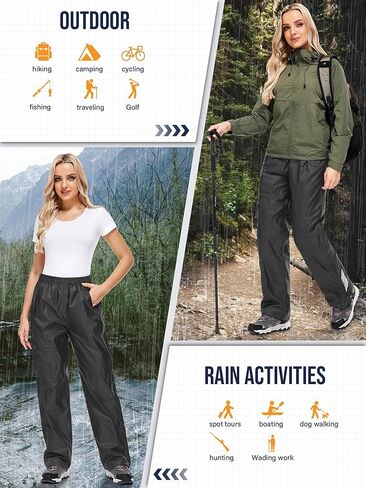 سراويل المطر النسائية المقاومة للماء للمشي لمسافات طويلة مقاومة للرياح وخفيفة الوزن للمطر فوق السراويل لصيد الأسماك في الهواء الطلق وفي يوم ممطر in Kuwait