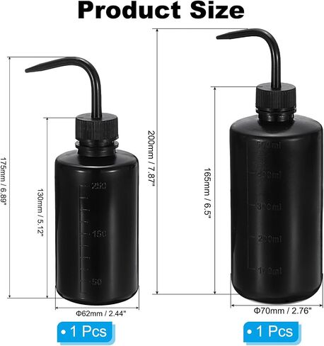 PATIKIL 250ml 500ml Wash Bottle, 2pcs Plastic Squeeze Bottle Narrow Mouth Bottle Watering Tools Foam Bottle for Green Soap Cleaning Washing Irrigation, Black in Saudi Arabia