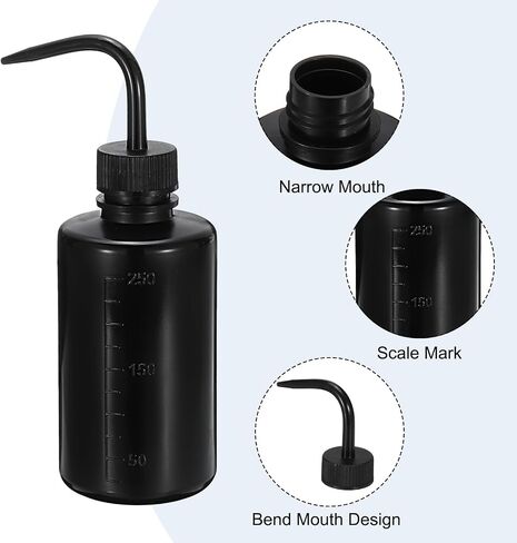 PATIKIL 250ml 500ml Wash Bottle, 2pcs Plastic Squeeze Bottle Narrow Mouth Bottle Watering Tools Foam Bottle for Green Soap Cleaning Washing Irrigation, Black in Saudi Arabia