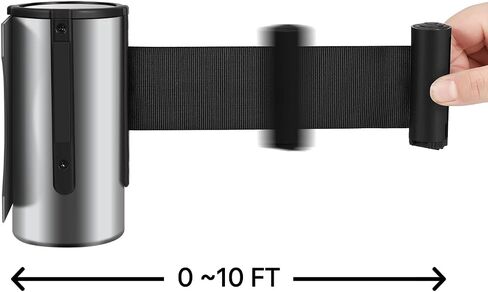 Flexzion Crowd Control Retractable Belt Barrier - 10Ft 3m Wall Mounted Safety Barrier Belt, Queue Line Dividers with Slow-Retract Nylon Rope Belt & Sturdy Steel Chrome Case for Indoor/Outdoor, 2 Pack in Saudi Arabia