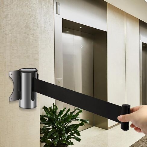 Flexzion Crowd Control Retractable Belt Barrier - 10Ft 3m Wall Mounted Safety Barrier Belt, Queue Line Dividers with Slow-Retract Nylon Rope Belt & Sturdy Steel Chrome Case for Indoor/Outdoor, 2 Pack in Saudi Arabia