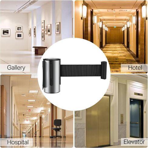 Flexzion Crowd Control Retractable Belt Barrier - 10Ft 3m Wall Mounted Safety Barrier Belt, Queue Line Dividers with Slow-Retract Nylon Rope Belt & Sturdy Steel Chrome Case for Indoor/Outdoor, 2 Pack in Saudi Arabia