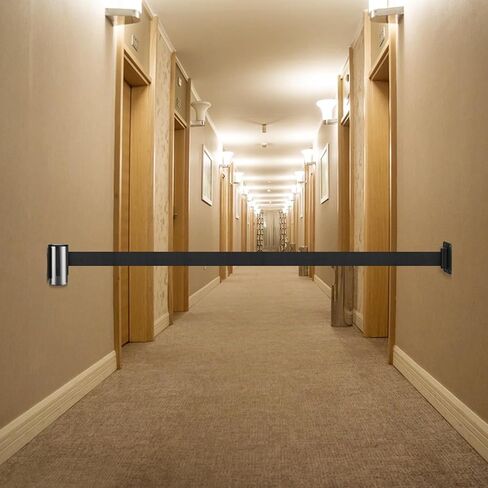 Flexzion Crowd Control Retractable Belt Barrier - 10Ft 3m Wall Mounted Safety Barrier Belt, Queue Line Dividers with Slow-Retract Nylon Rope Belt & Sturdy Steel Chrome Case for Indoor/Outdoor, 2 Pack in Saudi Arabia