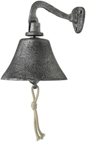 هامبتون بحري ريفي فضي عتيق من الحديد الزهر معلق جرس السفينة 6 بوصة - ديكور حائط معدني in Kuwait