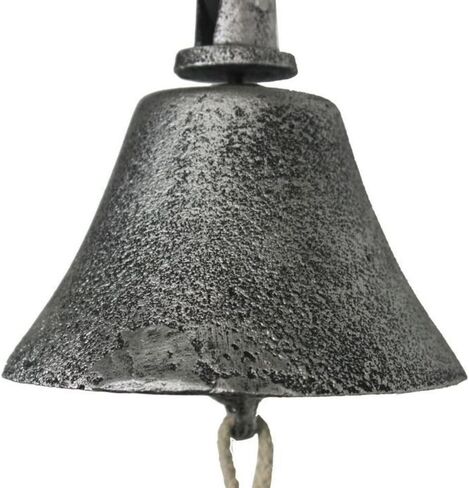 هامبتون بحري ريفي فضي عتيق من الحديد الزهر معلق جرس السفينة 6 بوصة - ديكور حائط معدني in Kuwait