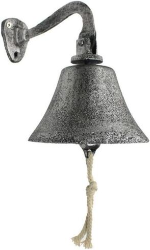 هامبتون بحري ريفي فضي عتيق من الحديد الزهر معلق جرس السفينة 6 بوصة - ديكور حائط معدني in Kuwait