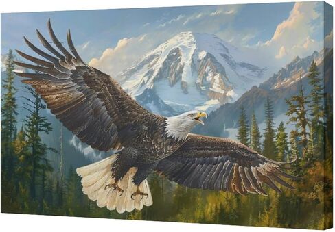 كبير أصلع النسر جدار الفن الأمريكي الطائر النسر صور جدار ديكور النسر قماش اللوحة طباعة ملصقات تحفيزية وطنية ديكور المنزل الفني مؤطرة للحمام مكتب غرفة المعيشة غرفة نوم 30 "× 60" in Kuwait