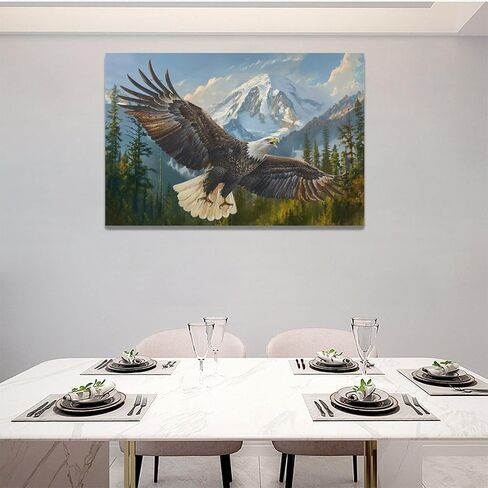 كبير أصلع النسر جدار الفن الأمريكي الطائر النسر صور جدار ديكور النسر قماش اللوحة طباعة ملصقات تحفيزية وطنية ديكور المنزل الفني مؤطرة للحمام مكتب غرفة المعيشة غرفة نوم 30 "× 60" in Kuwait