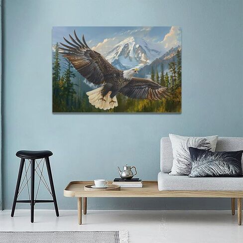 كبير أصلع النسر جدار الفن الأمريكي الطائر النسر صور جدار ديكور النسر قماش اللوحة طباعة ملصقات تحفيزية وطنية ديكور المنزل الفني مؤطرة للحمام مكتب غرفة المعيشة غرفة نوم 30 "× 60" in Kuwait