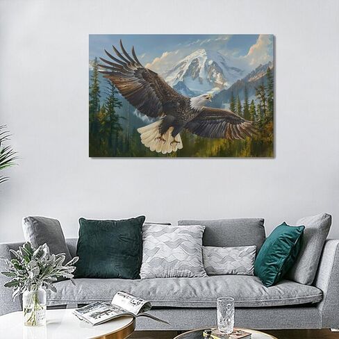 كبير أصلع النسر جدار الفن الأمريكي الطائر النسر صور جدار ديكور النسر قماش اللوحة طباعة ملصقات تحفيزية وطنية ديكور المنزل الفني مؤطرة للحمام مكتب غرفة المعيشة غرفة نوم 30 "× 60" in Kuwait