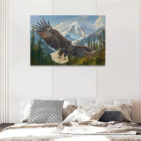 كبير أصلع النسر جدار الفن الأمريكي الطائر النسر صور جدار ديكور النسر قماش اللوحة طباعة ملصقات تحفيزية وطنية ديكور المنزل الفني مؤطرة للحمام مكتب غرفة المعيشة غرفة نوم 30 "× 60" in Kuwait