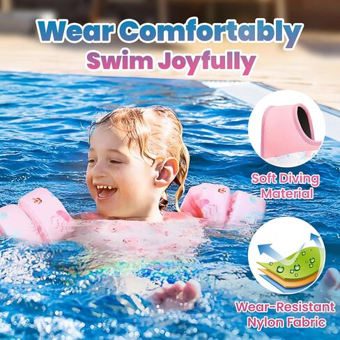 Heysplash Kids Swimming Vest, Toddler Floaties Fit 33-70 Lbs, Puddle Kids Jumper with Adjustable Strap, Swim Jacket Water Wing Arm Baby Float, Pool Sea Swimming Aid for Girl 2-7 Years,Full Pink Whale in Saudi Arabia