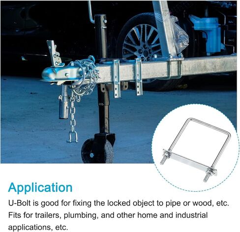 U Bolts 2 Sets (M6x42x70mm), Square U Bolt Carbon Steel with Accessories - for Construction, Pipe in Saudi Arabia