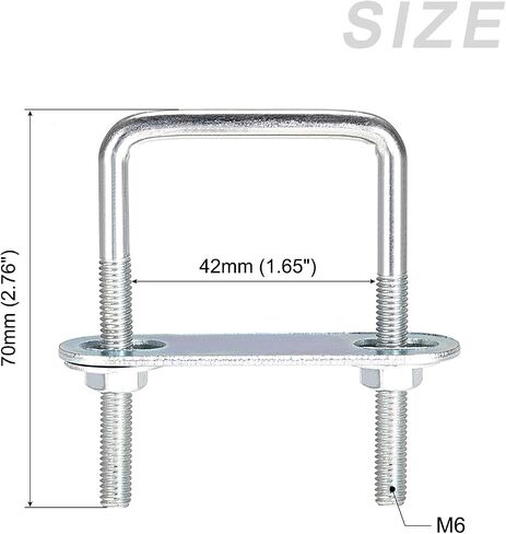 U Bolts 2 Sets (M6x42x70mm), Square U Bolt Carbon Steel with Accessories - for Construction, Pipe in Saudi Arabia