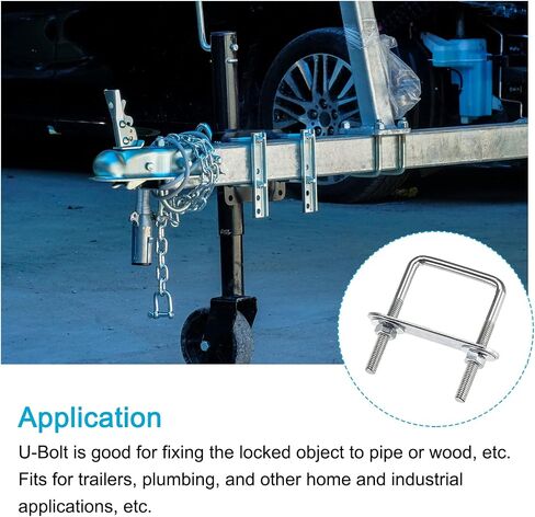 U Bolts 2 Sets (M6x42x70mm), Square U Bolt Carbon Steel with Accessories - for Construction, Pipe in Saudi Arabia