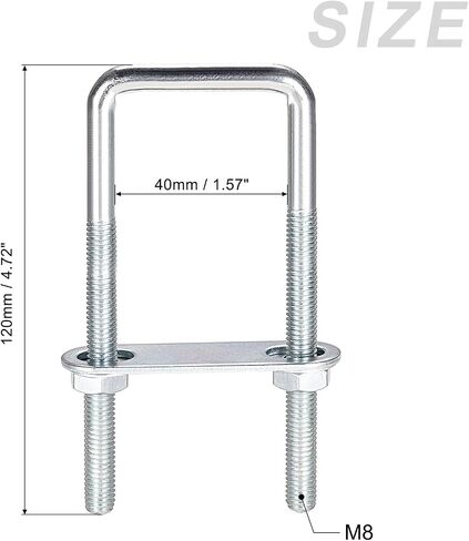 U Bolts 2 Sets (M6x42x70mm), Square U Bolt Carbon Steel with Accessories - for Construction, Pipe in Saudi Arabia