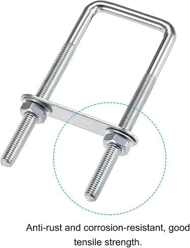 U Bolts 2 Sets (M6x42x70mm), Square U Bolt Carbon Steel with Accessories - for Construction, Pipe in Saudi Arabia