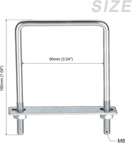 U Bolts 2 Sets (M8x90x180mm), Square U Bolt Carbon Steel with Accessories - for Construction, Pipe in Saudi Arabia