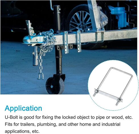 U Bolts 2 Sets (M8x90x180mm), Square U Bolt Carbon Steel with Accessories - for Construction, Pipe in Saudi Arabia