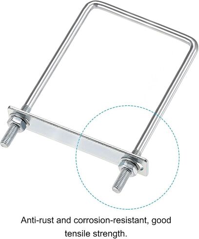 U Bolts 2 Sets (M8x90x180mm), Square U Bolt Carbon Steel with Accessories - for Construction, Pipe in Saudi Arabia