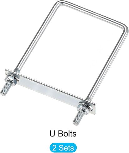 U Bolts 2 Sets (M8x90x180mm), Square U Bolt Carbon Steel with Accessories - for Construction, Pipe in Saudi Arabia