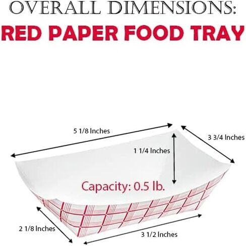 Angel's Peel Lounge Disposable, Recyclable and Fully Biodegradable Red Check Paper Food Tray-Disposable Paper Food Tray for Concession Food and Condiments (4 by 3 inches) (Pack of 100) in Saudi Arabia