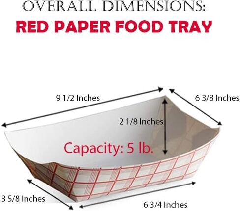 Angel's Peel Lounge Disposable, Recyclable and Fully Biodegradable Red Check Paper Food Tray-Disposable Paper Food Tray for Concession Food and Condiments (4 by 3 inches) (Pack of 100) in Saudi Arabia