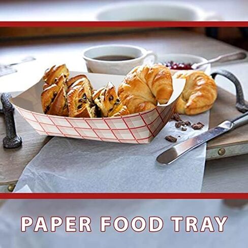 Angel's Peel Lounge Disposable, Recyclable and Fully Biodegradable Red Check Paper Food Tray-Disposable Paper Food Tray for Concession Food and Condiments (4 by 3 inches) (Pack of 100) in Saudi Arabia